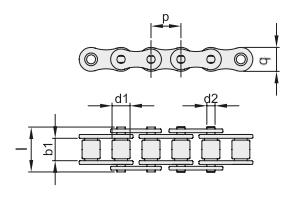 Цепь роликовая однорядная из нержавеющей стали 08B-1SS, EMT | ЕМТ