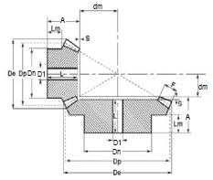 Коническая пара прямозубая (A) C29A322, передат. число=1:2, M=2,5, Z=16/32, EMT | ЕМТ