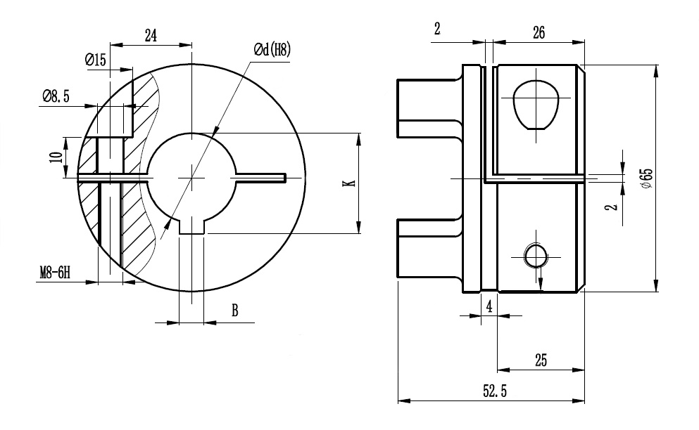 Полумуфта GS28 безлюфтовая, с готовым отверстием d=28 мм, шпон паз 8х3,3мм, EMT | ЕМТ