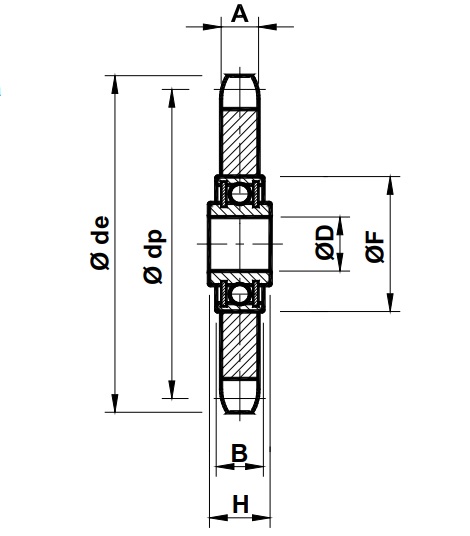 Звездочка натяжная с подшипником для цепи 10B-1 (PC10014), Z=14 EMT | ЕМТ