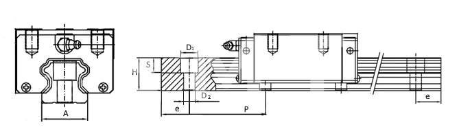 Рельсовая направляющая HGR25H, 4000 мм, EMT | ЕМТ