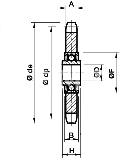 Звездочка натяжная с подшипником для цепи 10B-1 (PC10014), Z=14 EMT | ЕМТ