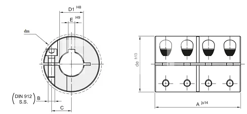 Муфта продольно-свёртная GBR 20 нержавеющая, EMT | ЕМТ